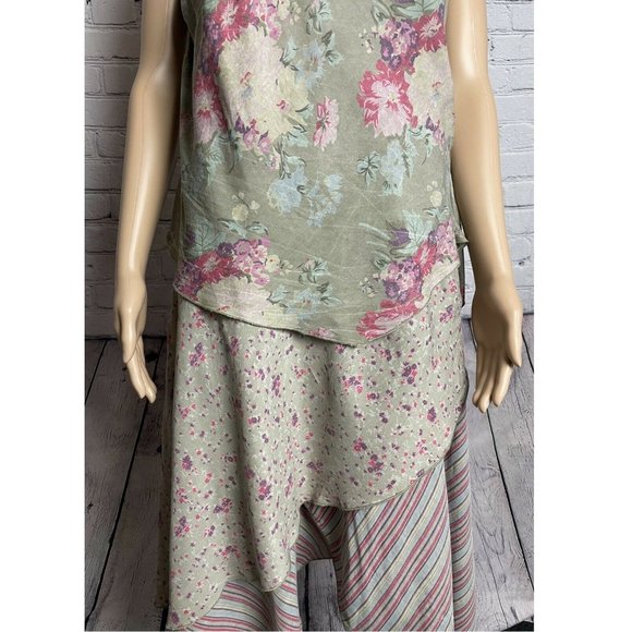 New Jacqueline Riu Layered Dress Viscose Size M Olive Color - Picture 7 of 11